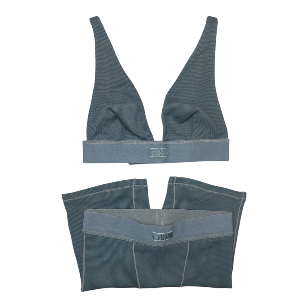 Skims Kyanite Cotton Rib Plunge Bralette & Matching Cotton Rib Box Set Xs